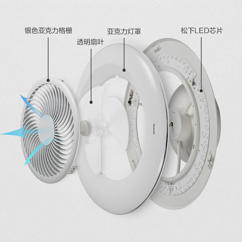 松下led隐形风扇灯客厅餐厅吊灯卧室家用简约现代吊扇吸顶灯 - 图2