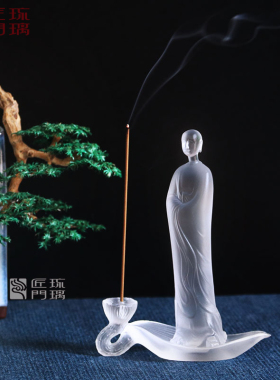 匠门琉璃灵心香插桌面摆件