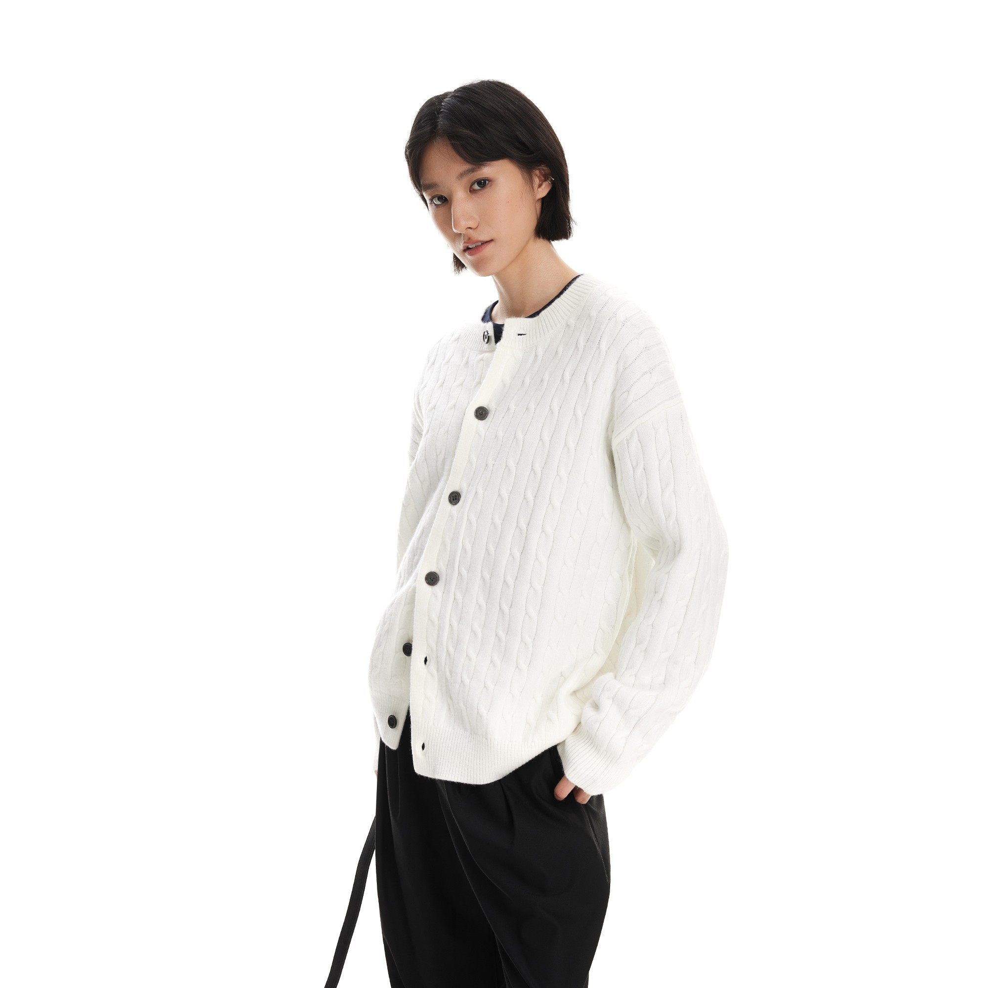 Syri【麻花肌理感】纯色开衫针织衫男女同款早秋百搭宽松毛衣外套,淘宝优惠券,粉丝福利购,淘宝优惠卷