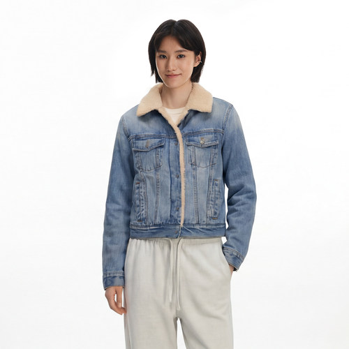 Syri 美式复古重磅羊羔绒翻领丹尼牛仔外套男加厚保暖休闲棉服潮 - 图2