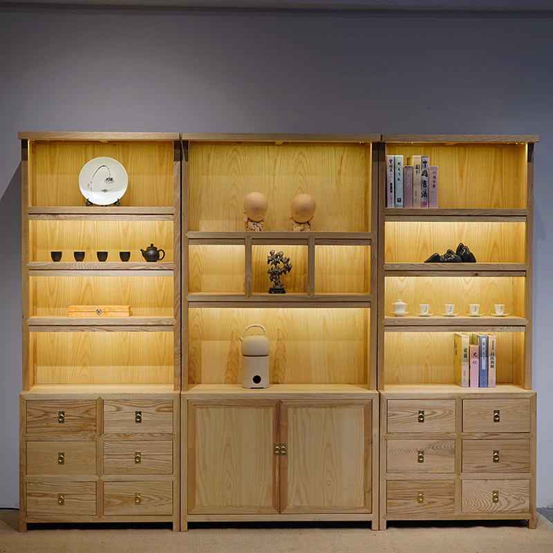新中式茶柜茶叶展柜,茶叶摆放柜图片大全,实木茶柜_大山谷图库