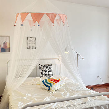 Dome ເພດານປະຕູດຽວ mosquito net Princess home universal bracket Nordic bed curtain free installation encryption three-opening no splicing