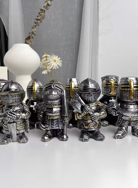 树脂工艺品欧式雕塑摆件中世纪战争斧头守卫装饰摆件跨境侏儒骑士