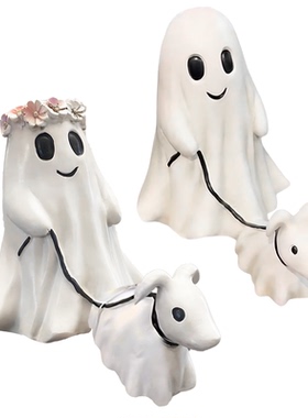 遛狗小幽灵万圣节书桌装饰创意