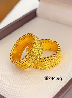 铜合金戒指 古法腰缠万贯戒指花丝镂空钱币食指戒百搭送女友礼物