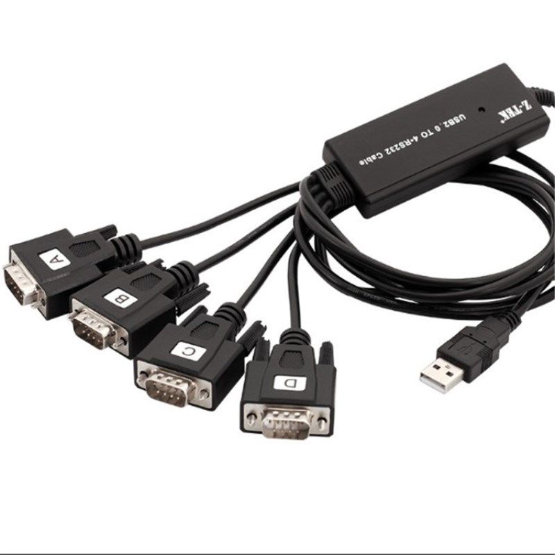 ZTEK力特USB转4串口线9针公头COM口USB转RS232一拖四多串口ZE552A_虎窝淘