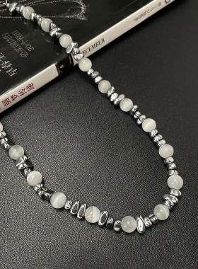 气质小众设计轻奢猫眼石串珠项链