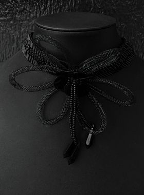 大花朵黑色锁骨链choker颈链