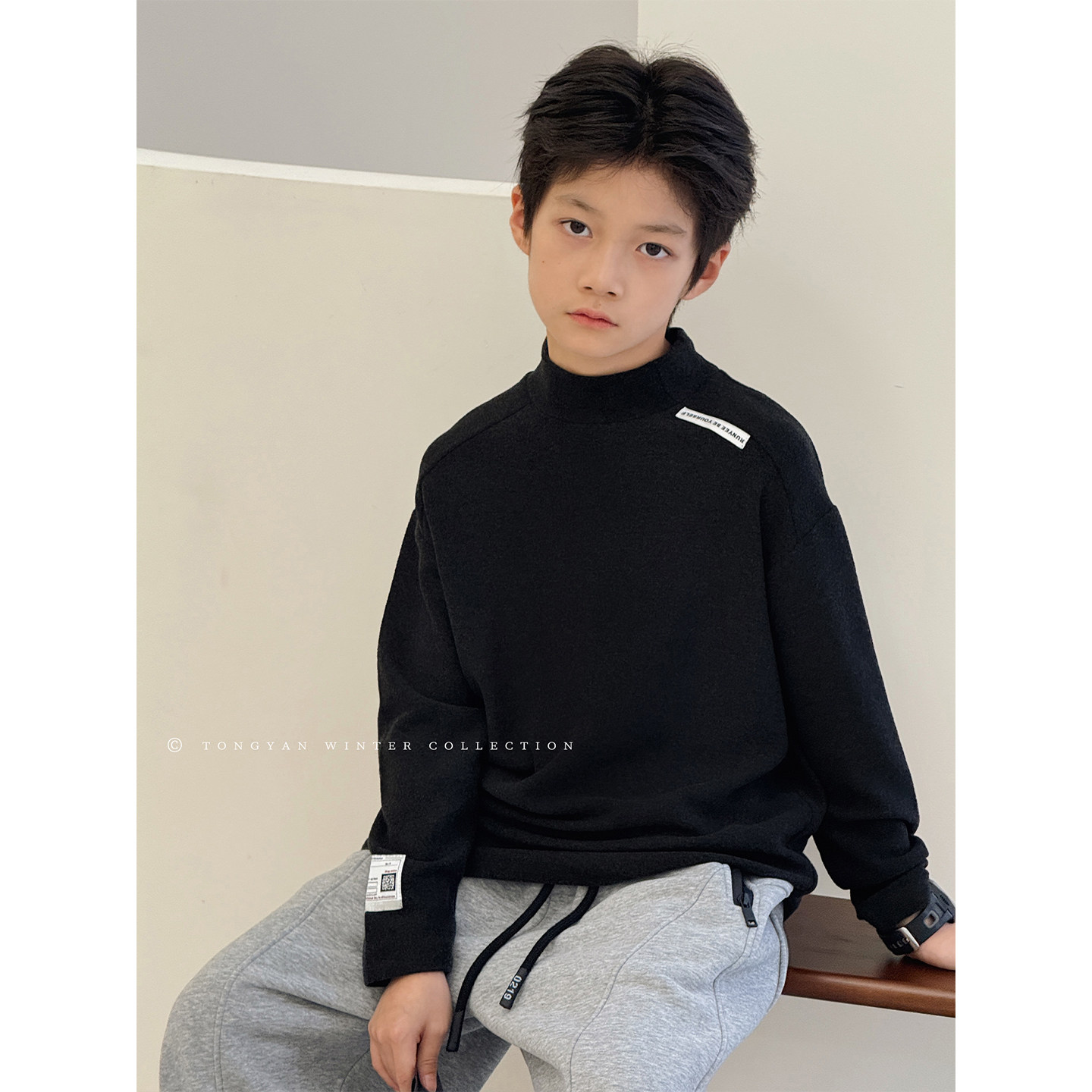 儿童打底衫2025冬装新款中大童双面澳绒内搭男孩保暖上衣男童T恤,淘宝优惠券,粉丝福利购,淘宝优惠卷