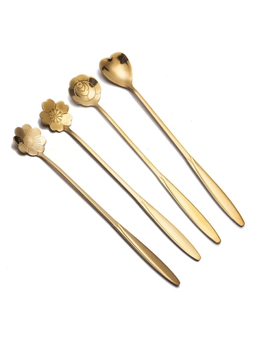 Японская палочка для смешивания из нержавеющей стали, кофейная ложка, в цветочек