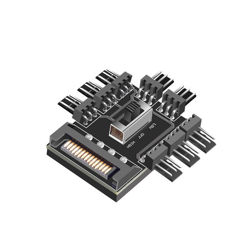 电脑机箱风扇集线器HUB4线3针4pin控制器多路PWM调速器温控3pin - 图0