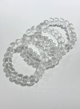 净体天然白水晶手串聚宝盆切面超闪苹果珠手链diy串珠文玩礼物