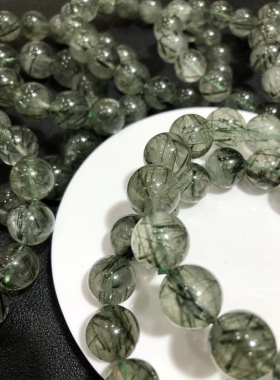 天然绿发晶手串超美竹叶青中国风首饰水晶手链情侣款国风首饰礼物