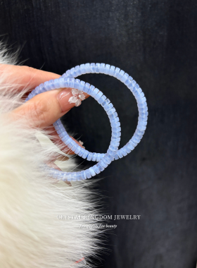 天然蓝纹玛瑙直切手链约6*3mm药片珠手串首饰礼物叠戴文玩diy情侣