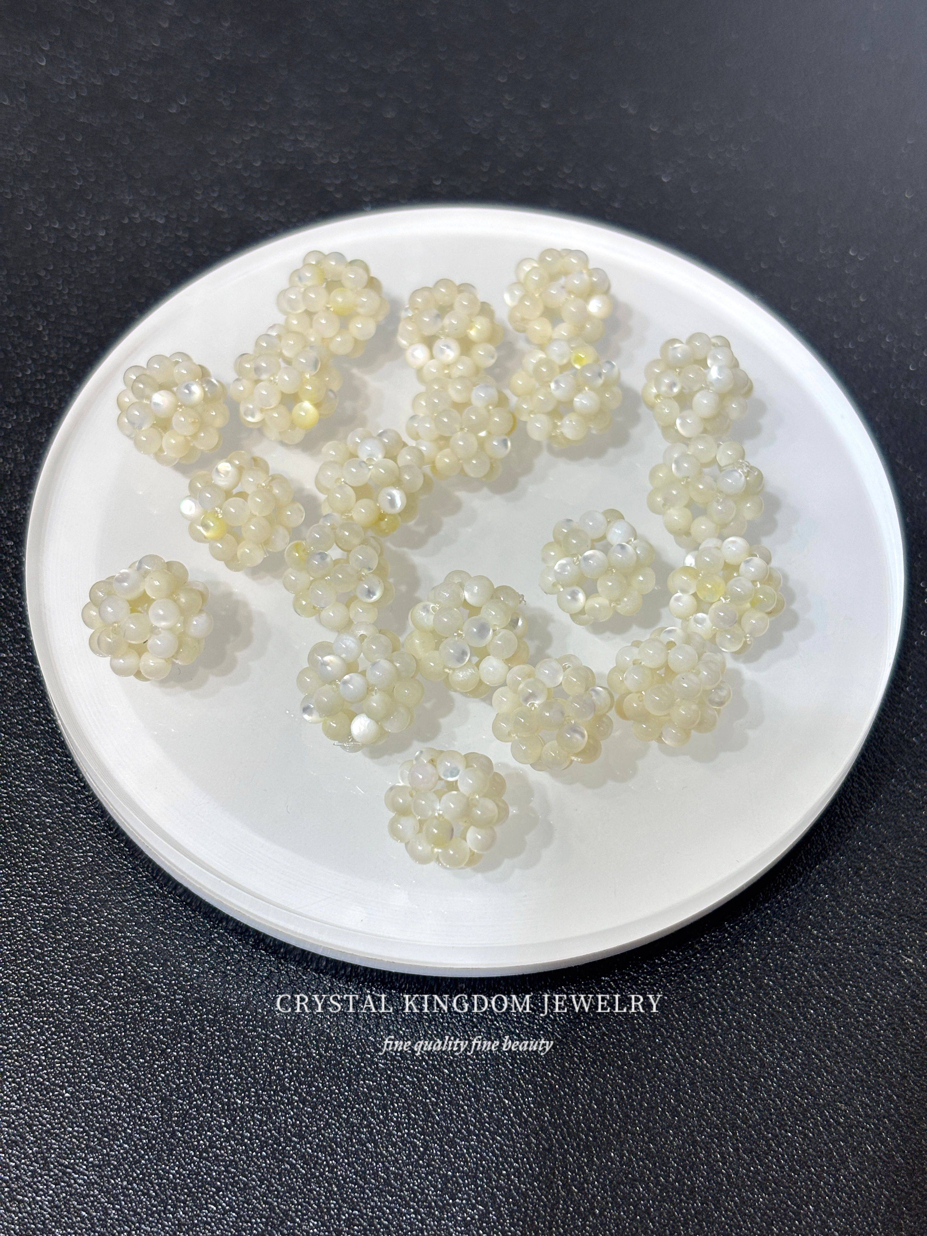 天然白蝶贝绣球珠散珠单珠diy原创水晶手链编织手工吊坠配件车挂 - 图2