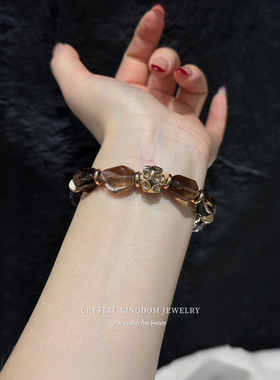 天然设计款茶晶随型手串小红薯爆款烟晶手链秋冬原创设计女生礼物