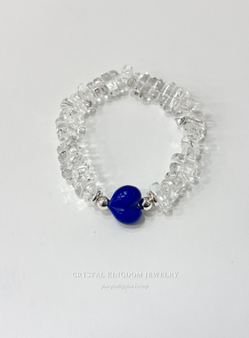 天然白水晶碎石手链青金石屁桃爱心手串原创小众流行首饰闺蜜礼物