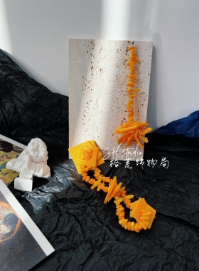 黄色长流苏耳饰不对称原创设计拾荒饰物局