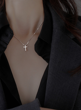 十字架项链纯银锁骨链ins冷淡风