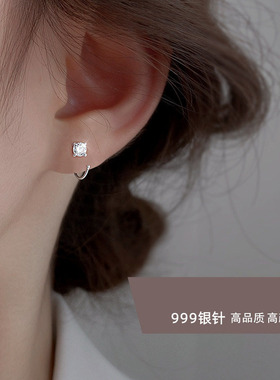 Z小姐999银针男女通用锆石耳钩