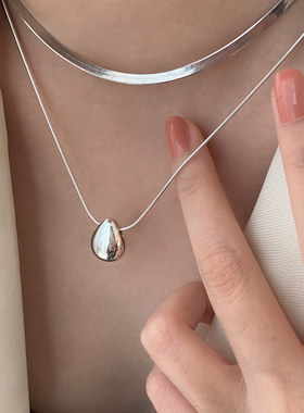 [Z小姐]椭圆水滴925纯银项链女