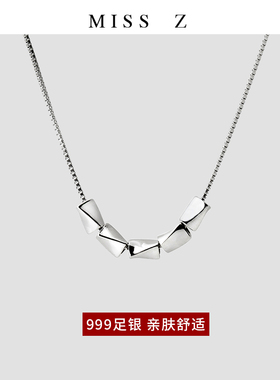 Z小姐999纯银转运珠锁骨链