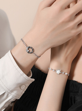 纯银925玫瑰花手链男女情侣款轻奢精致高级感学生闺蜜礼物手饰