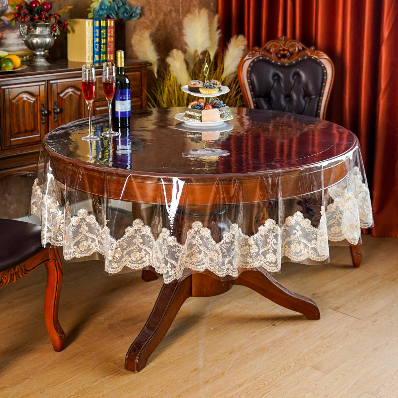 透明圆桌桌布pvc软玻璃桌垫轻奢高级感茶几桌布防水防油蕾丝台布,淘宝优惠券,粉丝福利购,淘宝优惠卷