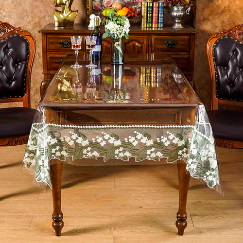 法式桌布防水防油免洗透明餐桌垫pvc轻奢高级感茶几布桌面保护垫 - 图2