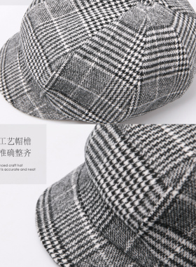 女士秋冬保暖羊毛呢帽子画家帽