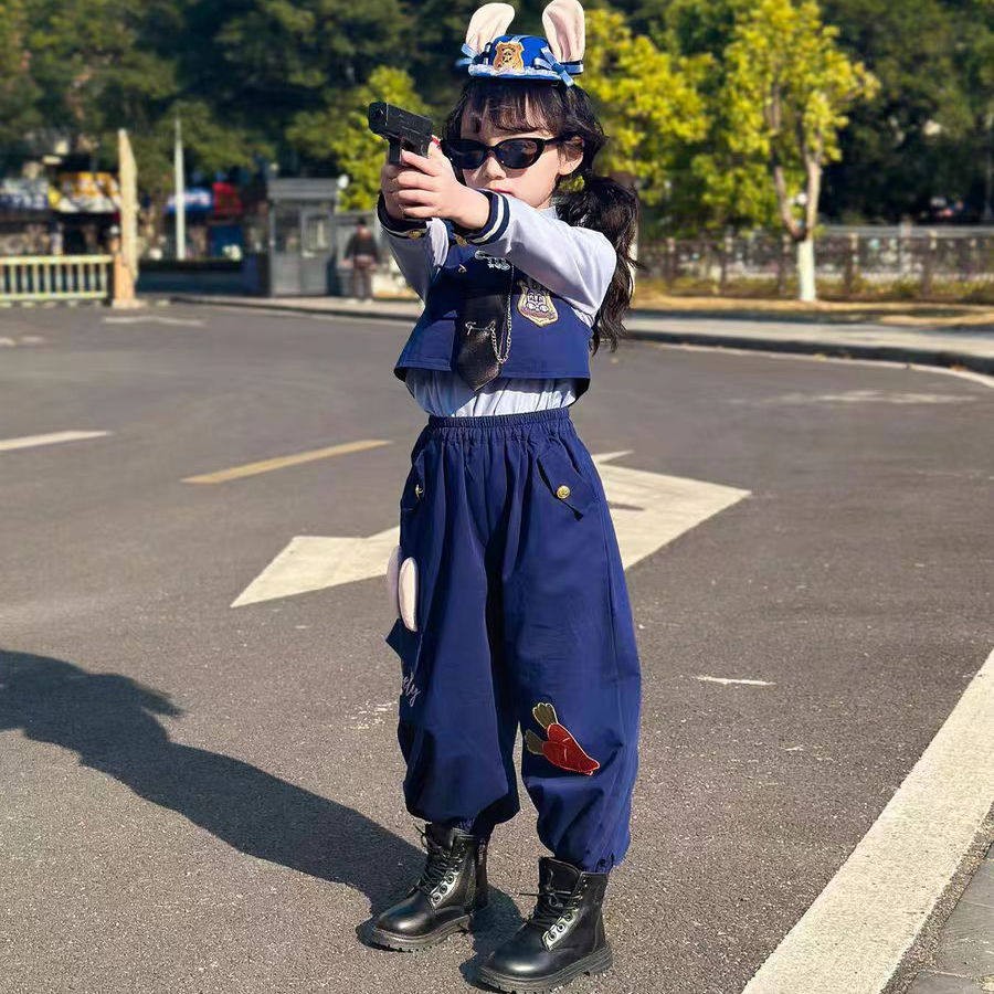 男女童套装疯狂动物城演出服朱迪演出服秋季兔子警官儿童cos服装,淘宝优惠券,粉丝福利购,淘宝优惠卷