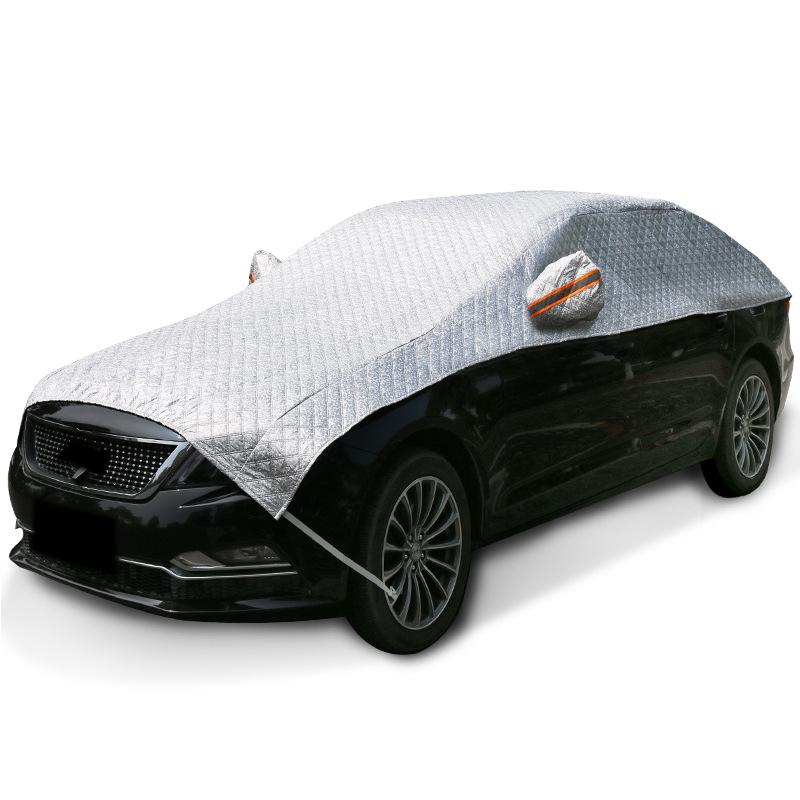 逸卡通用5D冰晶半罩遮阳挡加棉款铝箔雪挡汽车遮光挡板定制车衣罩 - 图2