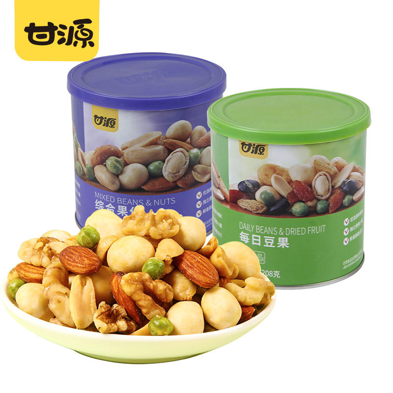 甘源每日豆果综合果仁208g罐装核桃 秋和食品混合坚果