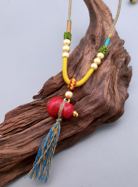 新中式沙金七子葫芦可调项链女