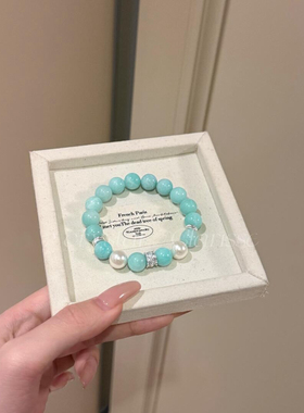 天然天河石手链爆风雪白幽灵转运珠手串招米原创设计款小众男女款