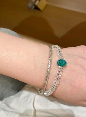 财运纳福红玛瑙手串纯银手链女款