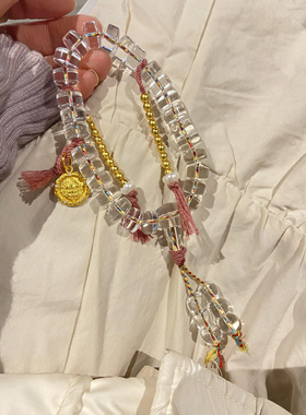 天然10A级净体白水晶药片珠车轮珠金刚萨埵手持佛珠念珠手链男女