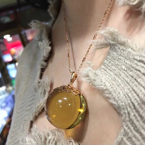 多米尼加蓝珀吊坠净水墨西哥蓝珀毛衣链琥珀蜜蜡项链大颗粒25mm女 - 图0