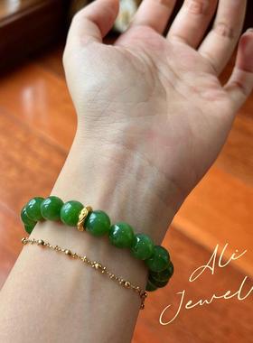 和田碧玉手串纯银百搭新中式女