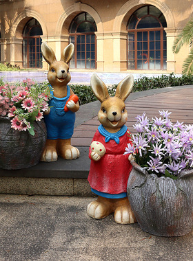 幼儿园草坪卡通风兔子造景装饰品