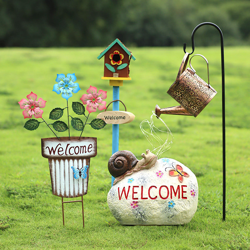 户外花园庭院布置院子铁艺花盆装饰品幼儿园造景景观阳台地插摆件 - 图2