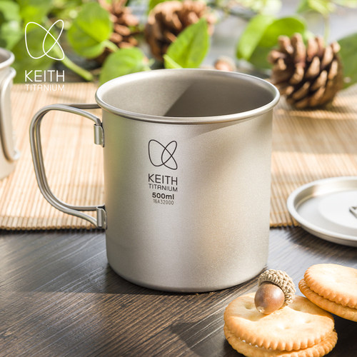 Keith铠斯钛水杯纯钛咖啡杯单层可烧水露营有手柄折叠收纳钛杯 - 图3