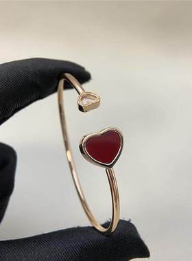 DLOROLD家高定厵㊣轻奢爱心手镯女V金材质白贝母玛瑙刘涛款式手饰