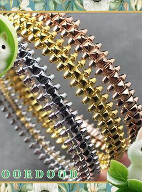 D O O R D O O D家新品柳钉珠边转动子弹头手镯V金材质不褪色手环