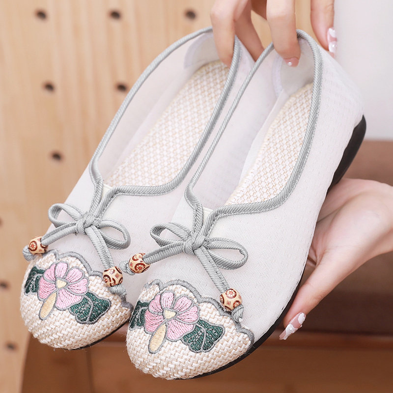 老北京布鞋女古风汉服鞋夏季透气亚麻浅口妈妈鞋平底民族风绣花鞋,淘宝优惠券,粉丝福利购,淘宝优惠卷