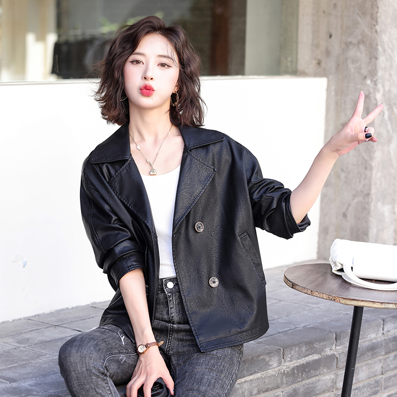2025新款海宁真皮皮衣女短款修身显瘦绵羊皮皮夹克宽松大码皮外套 - 图2