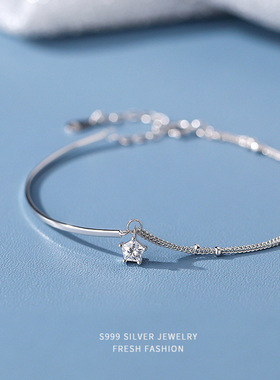 999纯银星星手链女双层轻奢百搭