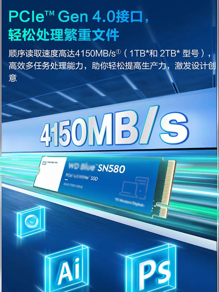 WD/西部数据SN580 500g固态硬盘1T/2T笔记本内置SSD西数SN570升级-图0