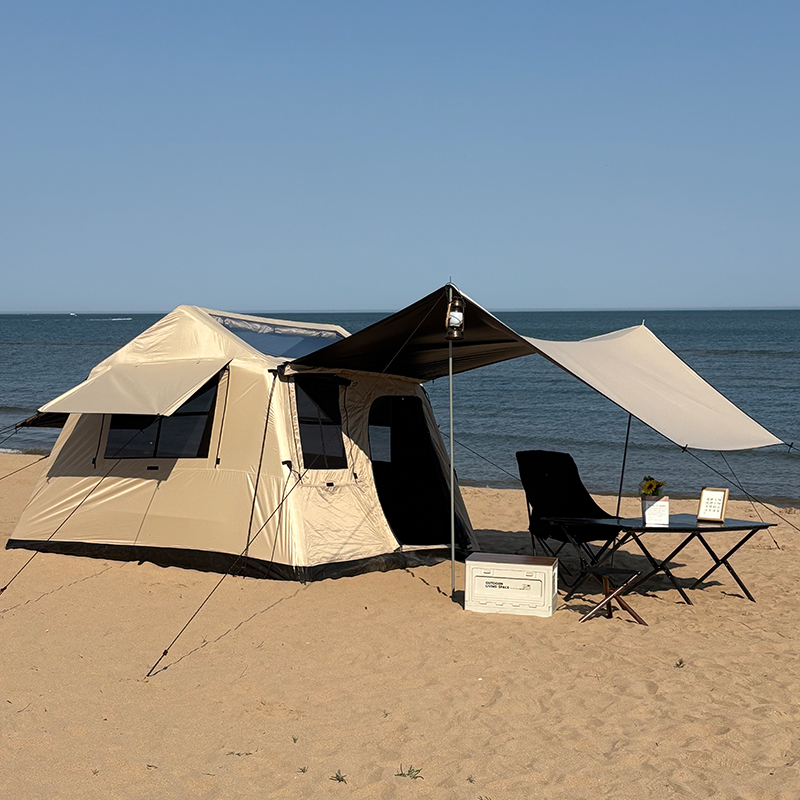 那时Narsh户外屋脊6.5平充气帐篷黑胶露营过夜防大雨防风拓展天幕 - 图0