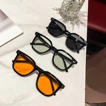 Tea Color Nearsightedness Sunglasses Males Tide Cards Big Face Accessories 2023 New Black Box Sunglasses Women Advanced